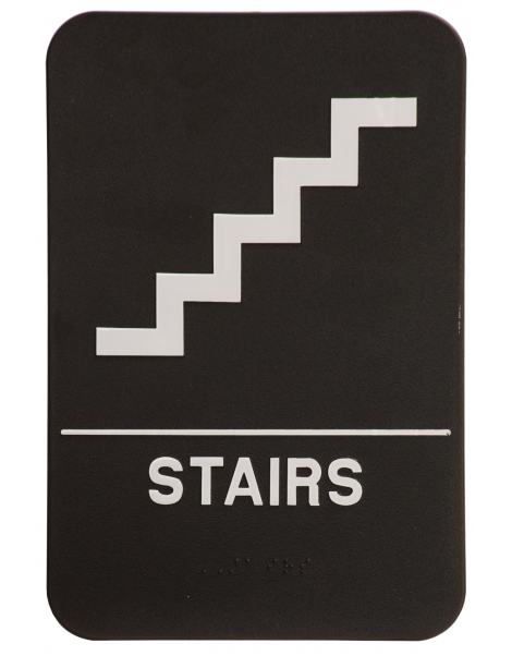 Black ADA Stairs Sign 6x9 with Braille