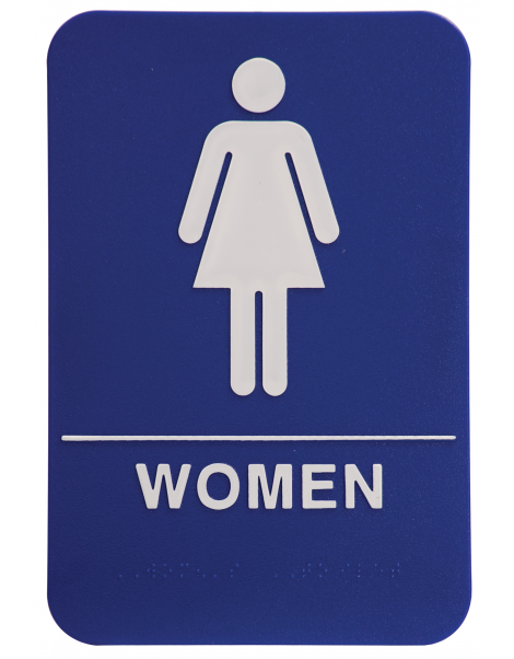 Blue ADA Women Sign 6x9 with Braille