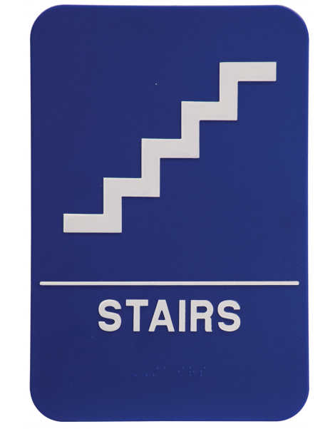 Blue ADA Stairs Sign 6x9 with Braille