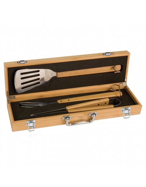 3-Piece BBQ Set in Bamboo Case