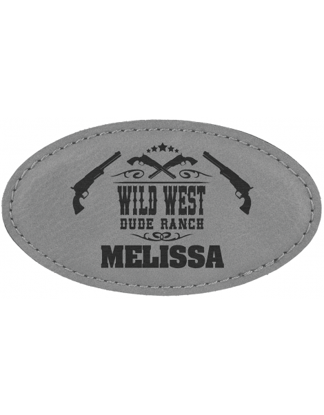 Gray Leatherette Oval Badge