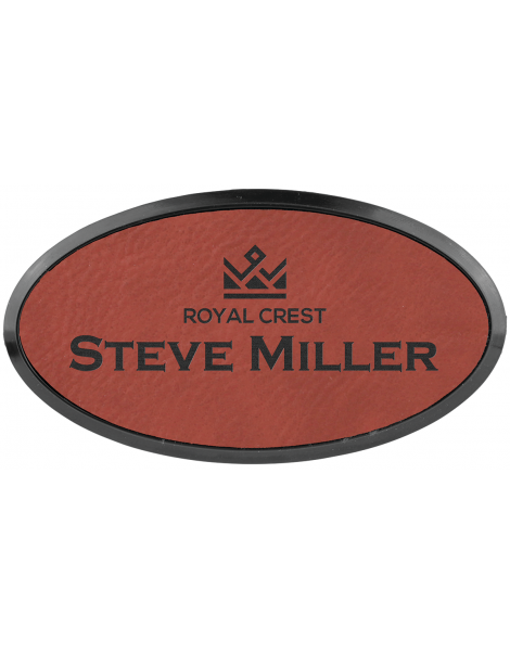 Rose Leatherette Oval Badge & Frame