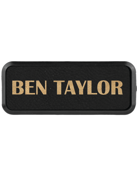 Black/Gold Leatherette Rectangle Badge & Frame