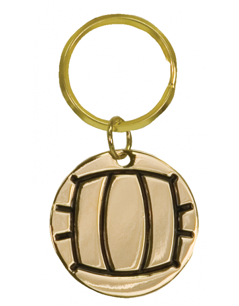 Gold Volleyball Brass Keychain