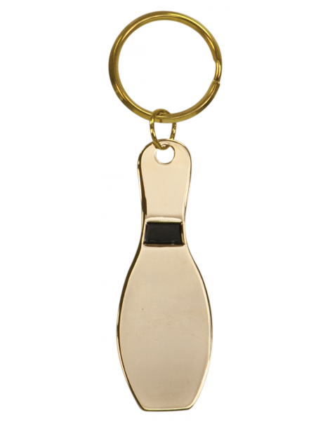Gold Bowling Pin Brass Keychain