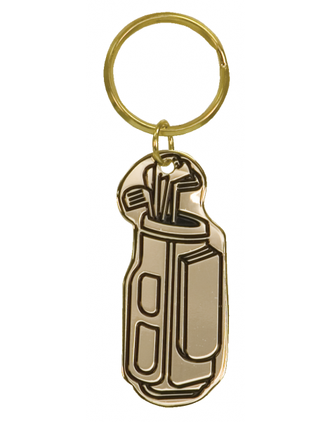 Gold Golf Bag Brass Keychain