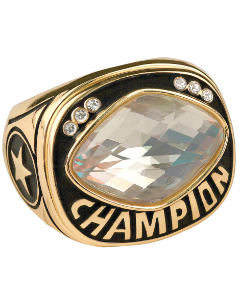White Cut Glass Championship Ring