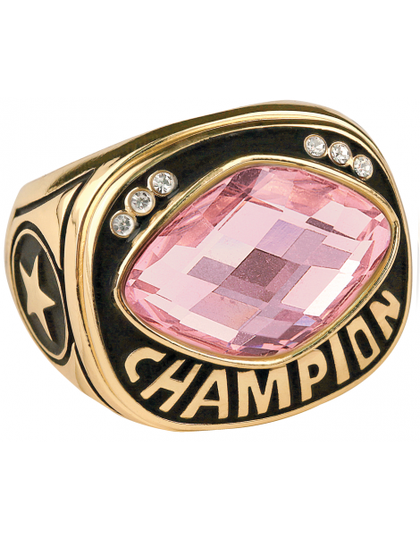 Pink Cut Glass Championship Ring