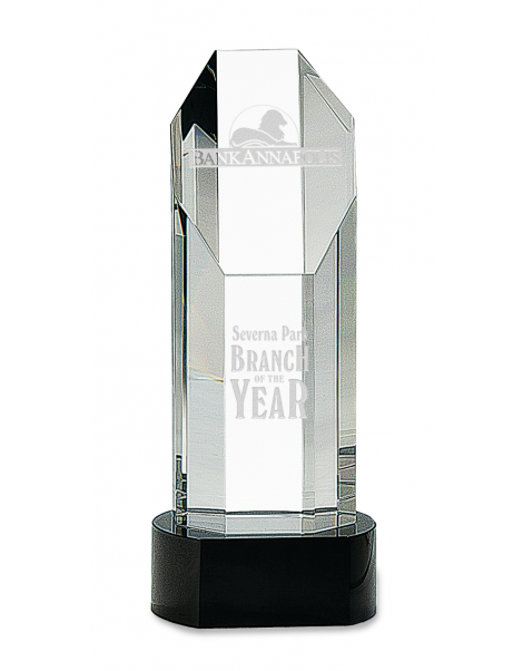 9 3/4" Octagon Slant-Top Crystal on Black Pedestal Base