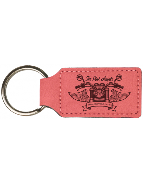 Pink Laserable Leatherette Rectangle Keychain