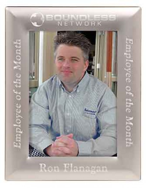 Laser Engraved Silver/Silver Rounded Aluminum Picture Frame 