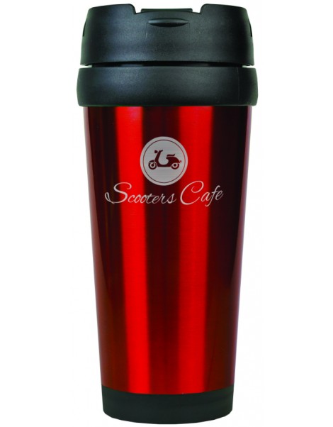 16 oz Red Laserable Stainless Steel Travel Mug without Handle