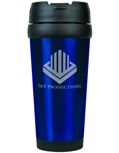 16 oz Blue Laserable Stainless Steel Travel Mug without Handle