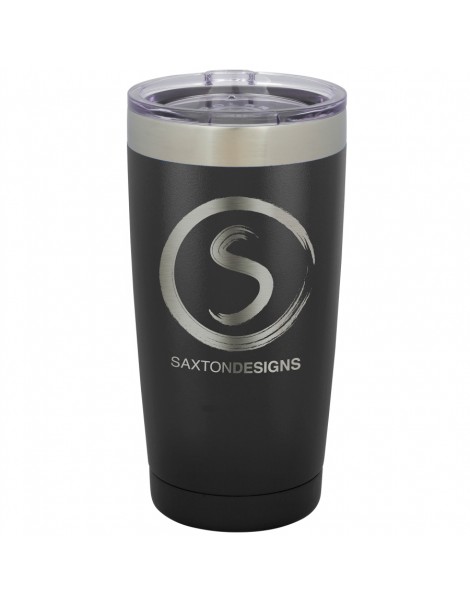 20 oz. Black Vacuum-Insulated Tumbler with Silver Ring Top