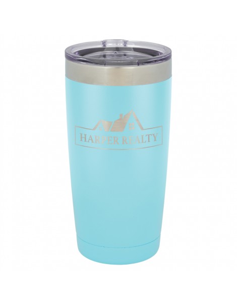 20 oz. Light Blue Vacuum-Insulated Tumbler with Silver Ring Top
