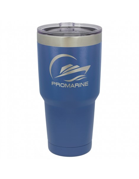 30 oz. Blue Vacuum-Insulated Tumbler with Silver Ring Top