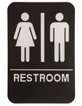 Black ADA Unisex Restroom Sign 6x9 with Braille