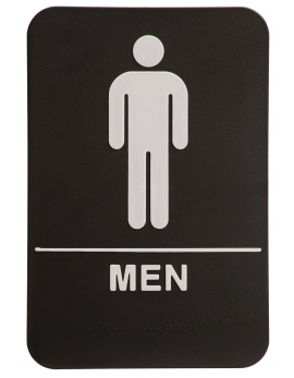 Black ADA Men Sign 6x9 with Braille