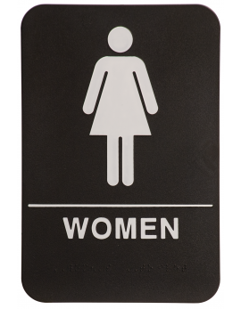 Black ADA Women Sign 6x9 with Braille