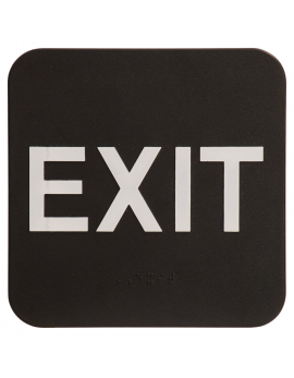 Black ADA Exit Sign 6x6 with Braille