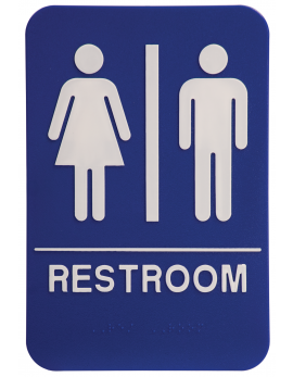 Blue ADA Unisex Restroom Sign 6x9 with Braille