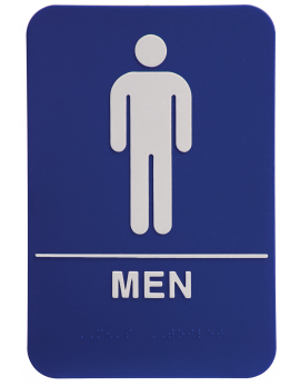 Blue ADA Men Sign 6x9 with Braille