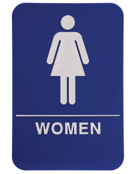 Blue ADA Women Sign 6x9 with Braille
