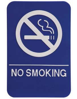 Blue ADA No Smoking Sign 6x9 with Braille