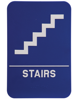 Blue ADA Stairs Sign 6x9 with Braille