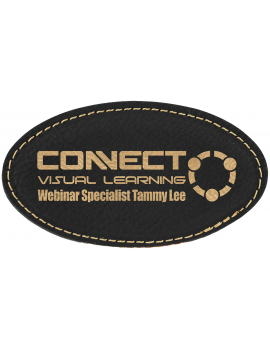 Black/Gold Leatherette Oval Badge
