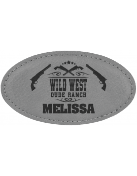 Gray Leatherette Oval Badge