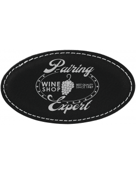 Black/Silver Leatherette Oval Badge