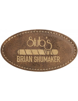 Rustic/Gold Leatherette Oval Badge