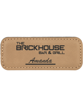 Light Brown Leatherette Rectangle Badge