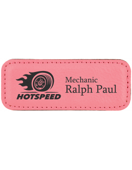 Pink Leatherette Rectangle Badge