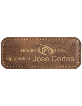 Rustic/Gold Leatherette Rectangle Badge