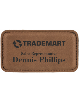 Dark Brown Leatherette Large Rectangle Badge