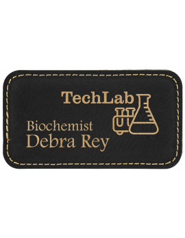 Black/Gold Leatherette Large Rectangle Badge