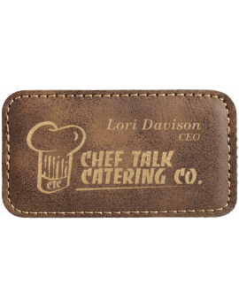 Rustic/Gold Leatherette Large Rectangle Badge