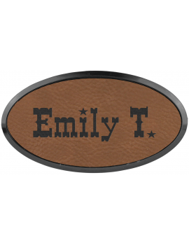 Dark Brown Leatherette Oval Badge & Frame