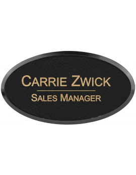 Black/Gold Leatherette Oval Badge & Frame