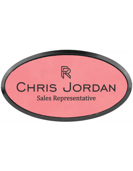 Pink Leatherette Oval Badge & Frame