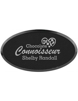 Black/Silver Leatherette Oval Badge & Frame