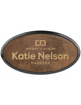 Rustic/Gold Leatherette Oval Badge & Frame