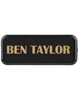 Black/Gold Leatherette Rectangle Badge & Frame