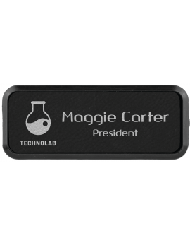 Black/Silver Leatherette Rectangle Badge & Frame