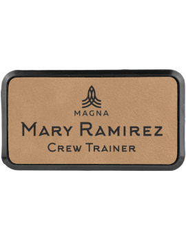 Light Brown Leatherette Large Rectangle Badge & Frame