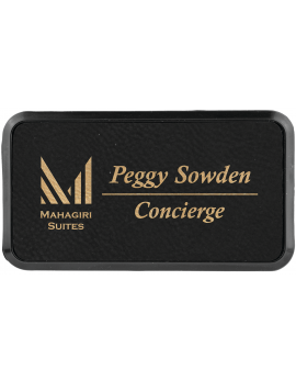 Black/Gold Leatherette Large Rectangle Badge & Frame