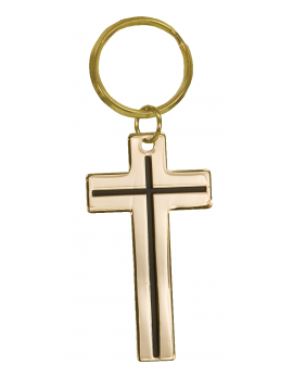Gold Cross Brass Keychain