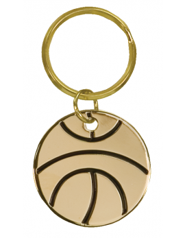 Gold Basketball Brass Keychain